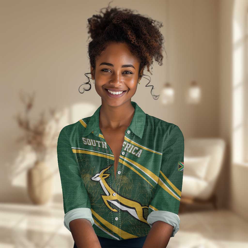 South Africa Rugby Personalized Bokke Women Casual Shirt Springboks - Stronger Together - African Pride