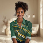 South Africa Rugby Personalized Bokke Women Casual Shirt Springboks - Stronger Together - African Pride