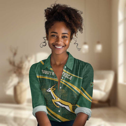 South Africa Rugby Personalized Bokke Women Casual Shirt Springboks - Stronger Together - African Pride