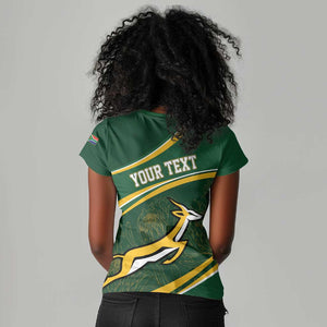 South Africa Rugby Personalized Bokke Women V-Neck T-Shirt Springboks - Stronger Together - African Pride