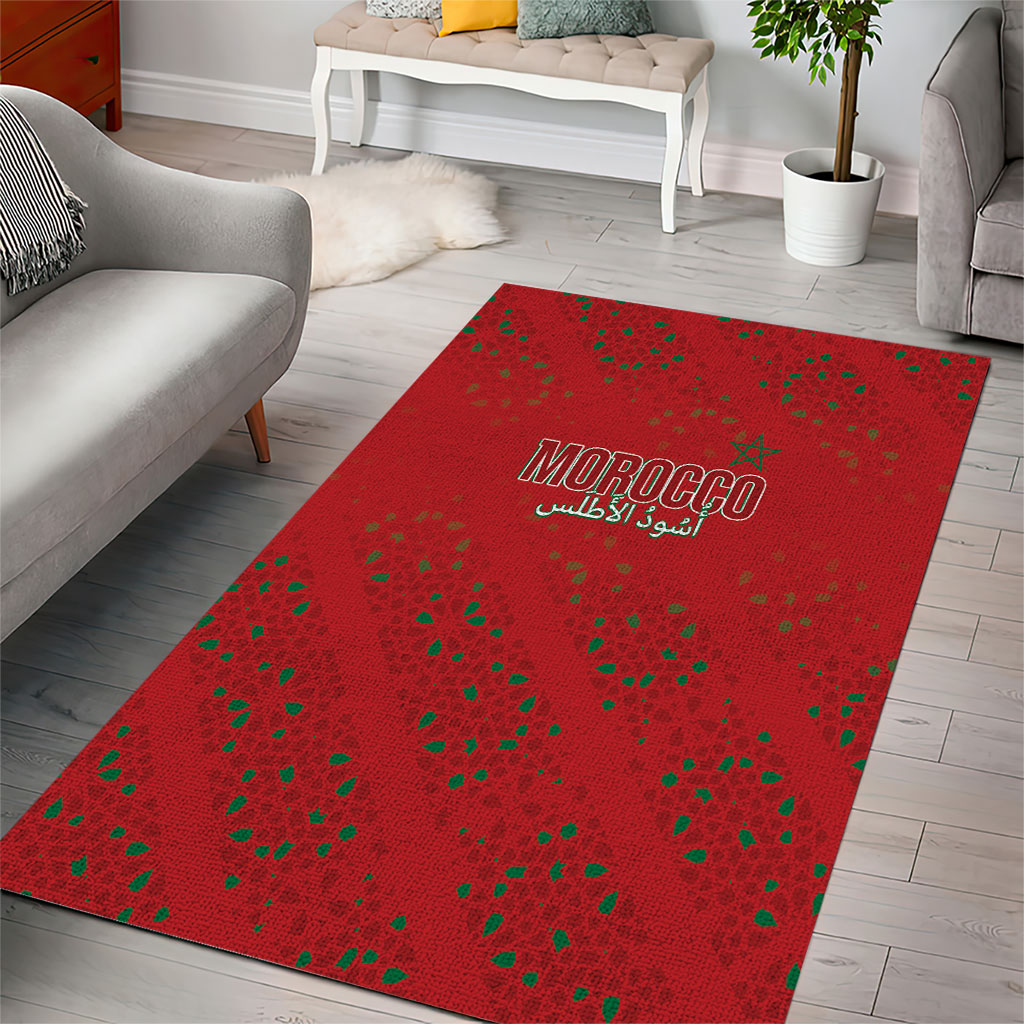 Morocco Football Atlas Lionesses Area Rug Arabesque Motif
