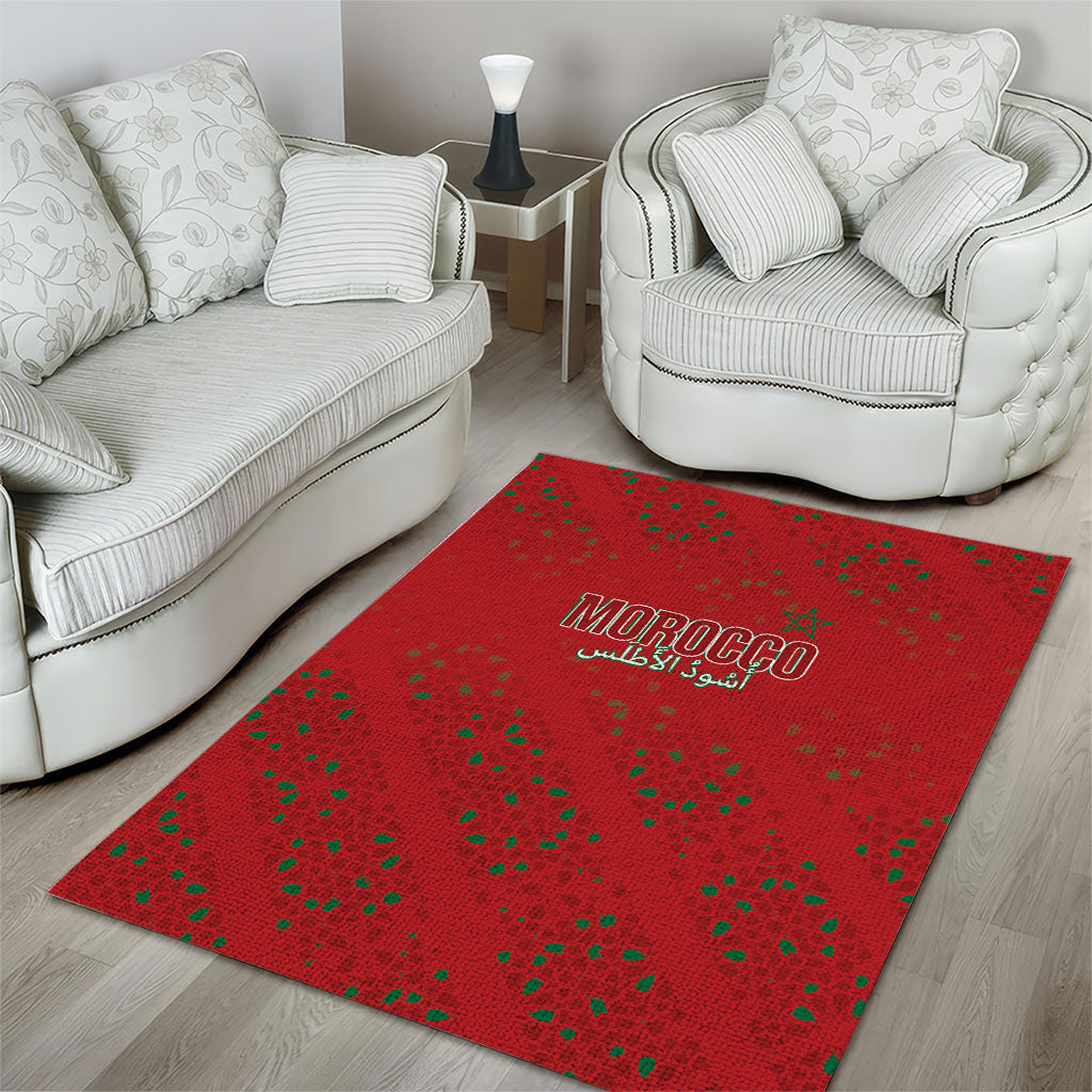 Morocco Football Atlas Lionesses Area Rug Arabesque Motif