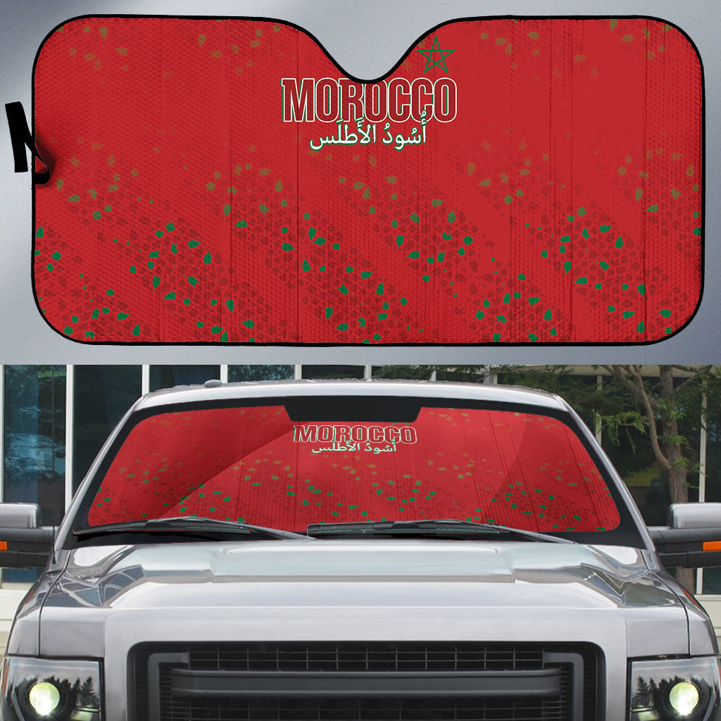 Morocco Football Atlas Lionesses Auto Sun Shade Arabesque Motif