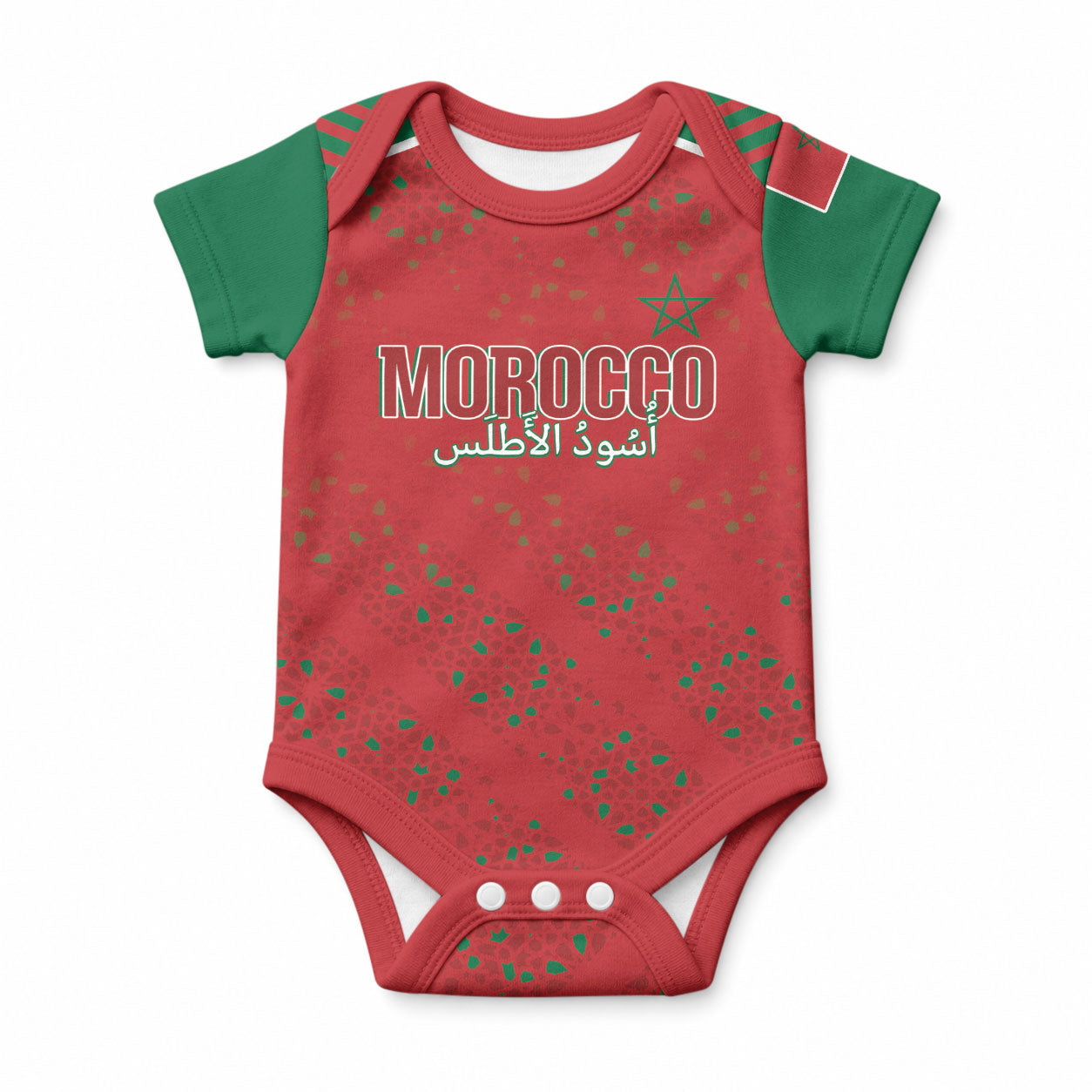 Morocco Football Atlas Lionesses Custom Baby Onesie Arabesque Motif