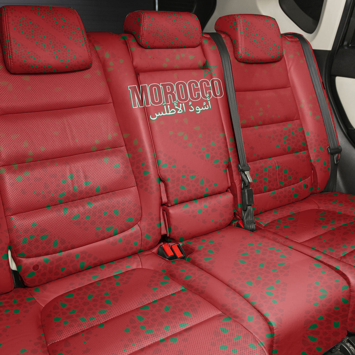 Morocco Football Atlas Lionesses Back Car Seat Cover Arabesque Motif