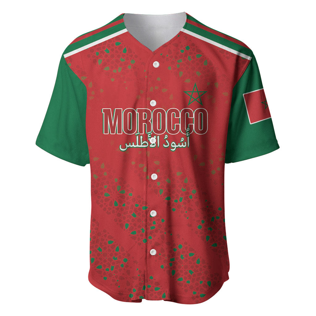 Morocco Football Atlas Lionesses Custom Baseball Jersey Arabesque Motif