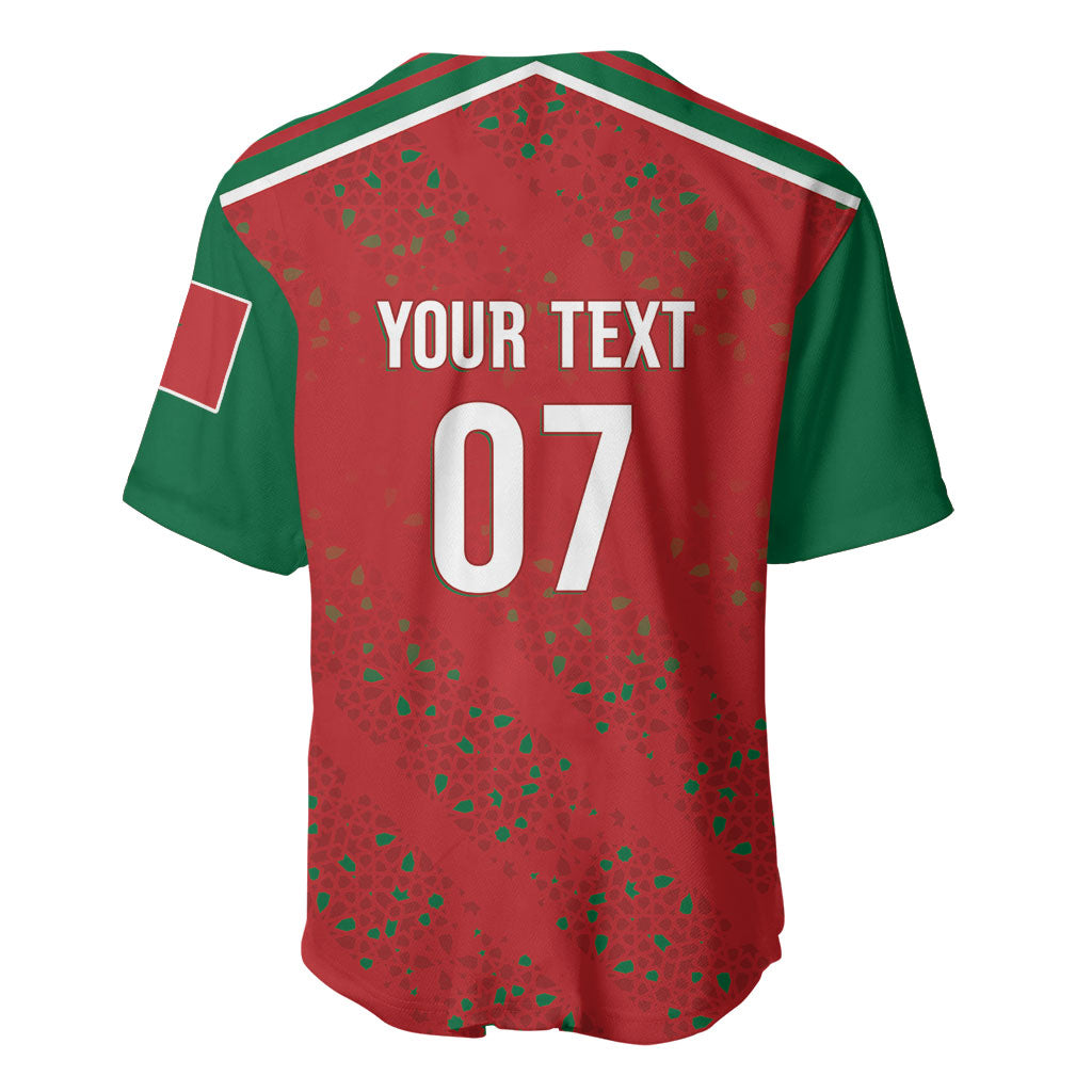 Morocco Football Atlas Lionesses Custom Baseball Jersey Arabesque Motif