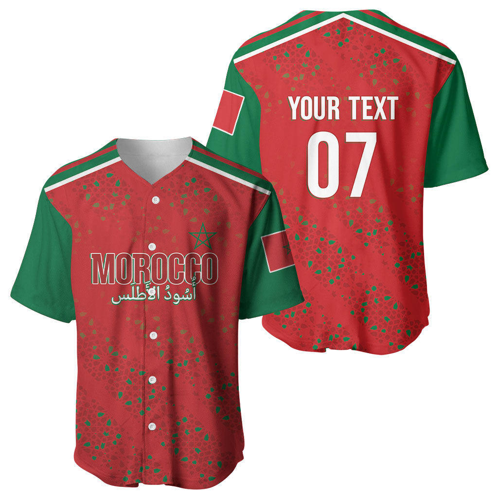 Morocco Football Atlas Lionesses Custom Baseball Jersey Arabesque Motif