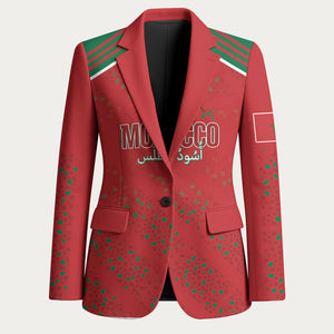 Morocco Football Atlas Lionesses Custom Blazer Arabesque Motif