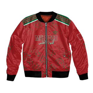 Morocco Football Atlas Lionesses Custom Bomber Jacket Arabesque Motif