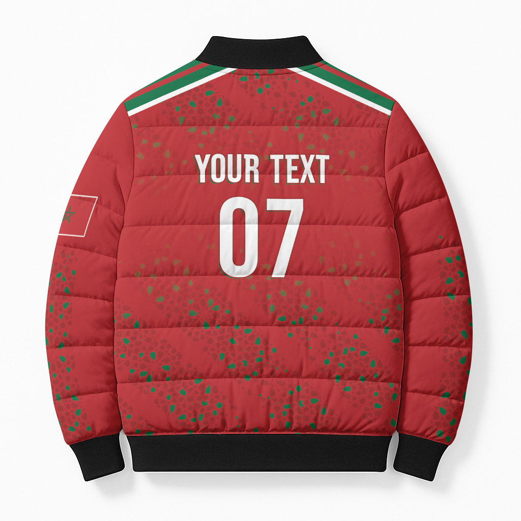 Morocco Football Atlas Lionesses Custom Bomber Puffer Jacket Arabesque Motif