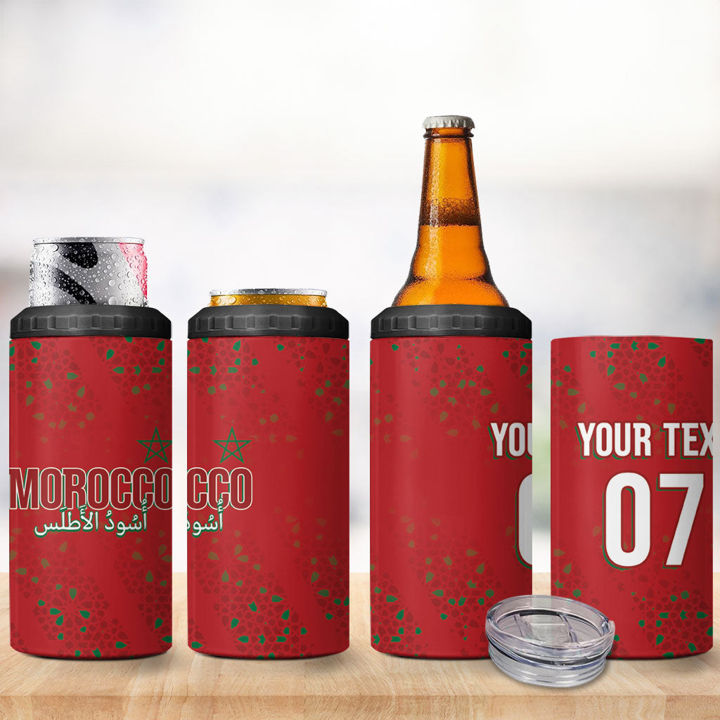 Morocco Football Atlas Lionesses Custom 4 in 1 Can Cooler Tumbler Arabesque Motif