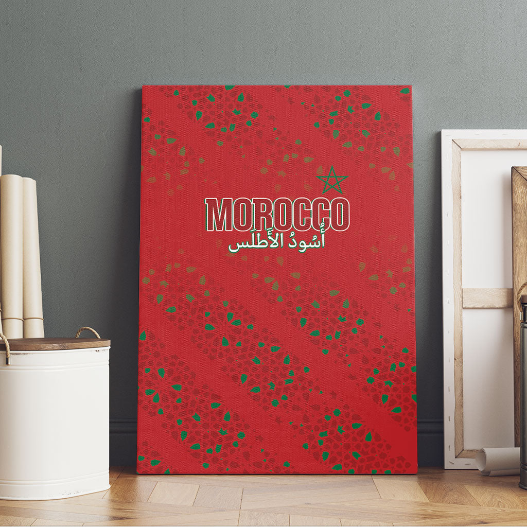 Morocco Football Atlas Lionesses Canvas Wall Art Arabesque Motif