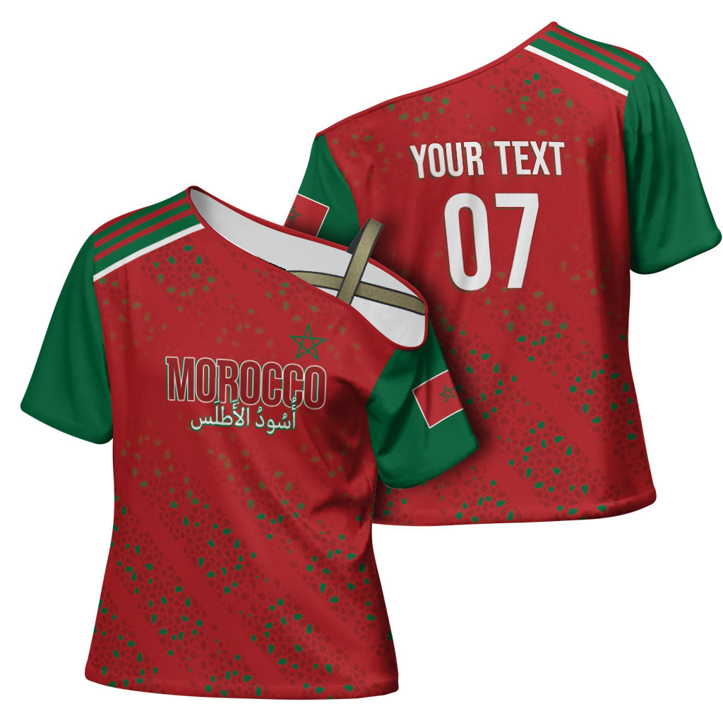 Morocco Football Atlas Lionesses Custom Cross Shoulder Shirt Arabesque Motif