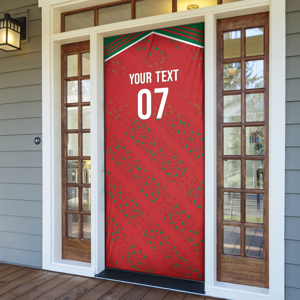 Morocco Football Atlas Lionesses Custom Door Cover Arabesque Motif