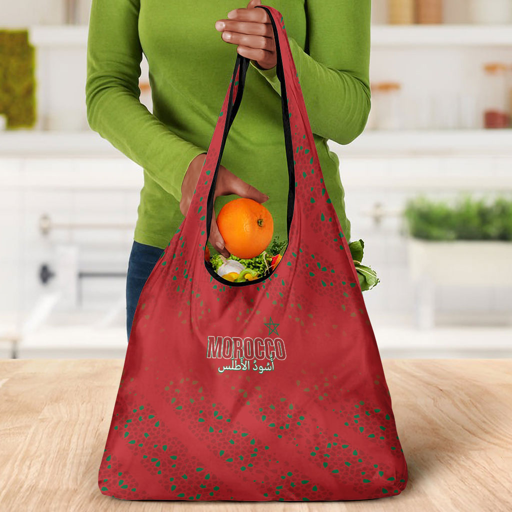 Morocco Football Atlas Lionesses Grocery Bag Arabesque Motif