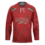 Morocco Football Atlas Lionesses Custom Hockey Jersey Arabesque Motif