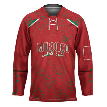 Morocco Football Atlas Lionesses Custom Hockey Jersey Arabesque Motif