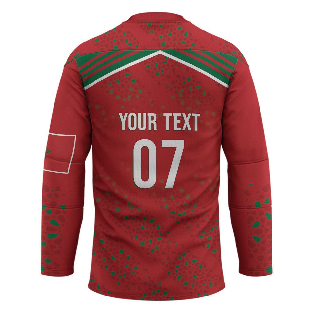Morocco Football Atlas Lionesses Custom Hockey Jersey Arabesque Motif