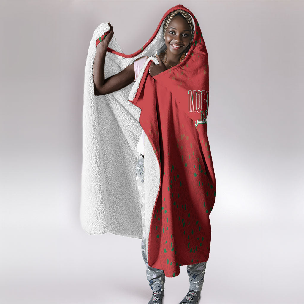 Morocco Football Atlas Lionesses Hooded Blanket Arabesque Motif