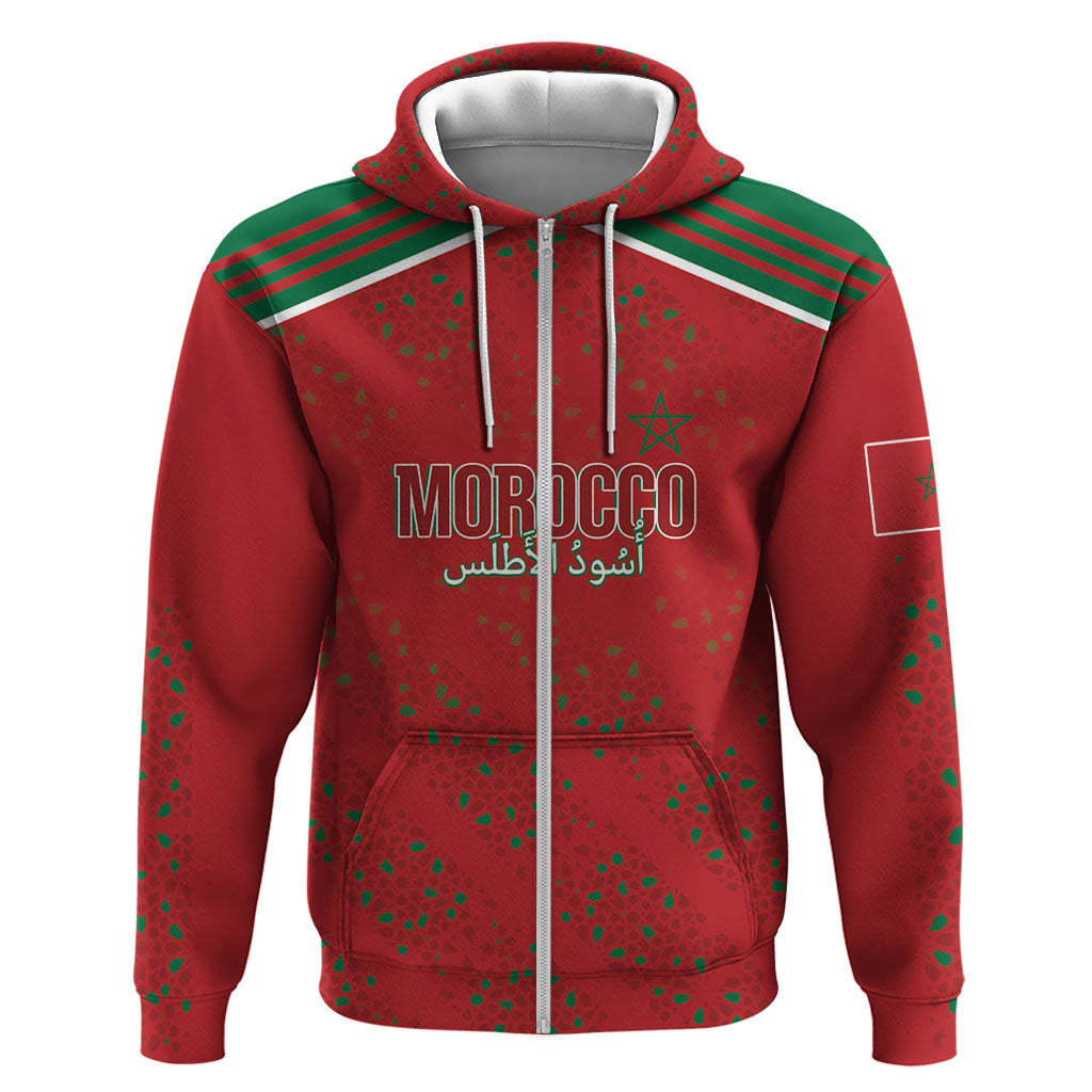 Morocco Football Atlas Lionesses Custom Hoodie Arabesque Motif