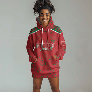 Morocco Football Atlas Lionesses Custom Hoodie Dress Arabesque Motif