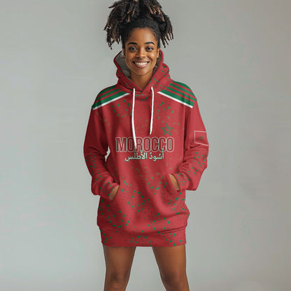 Morocco Football Atlas Lionesses Custom Hoodie Dress Arabesque Motif