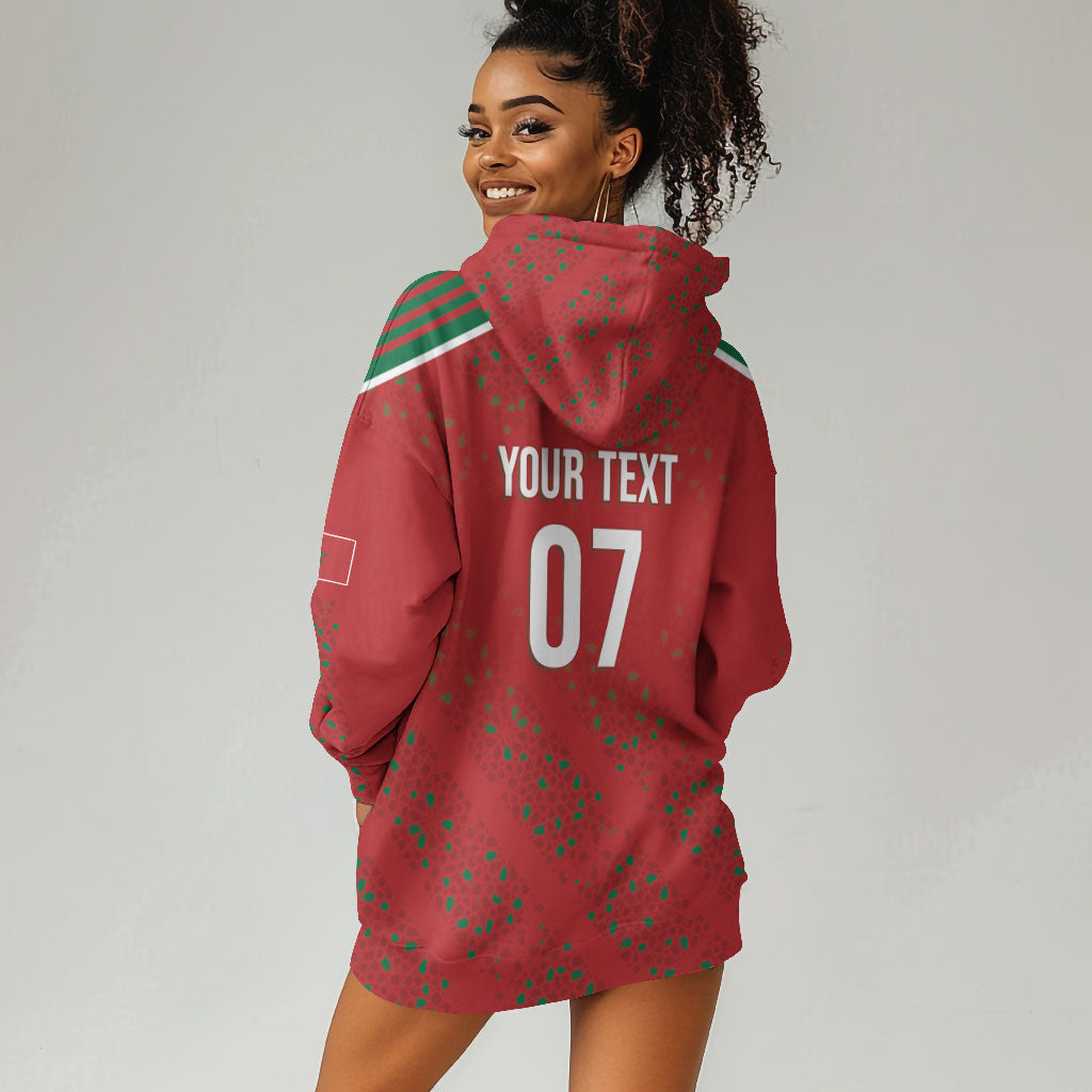 Morocco Football Atlas Lionesses Custom Hoodie Dress Arabesque Motif