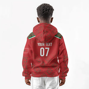 Morocco Football Atlas Lionesses Custom Kid Hoodie Arabesque Motif