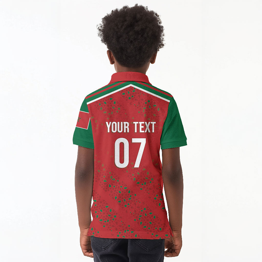 Morocco Football Atlas Lionesses Custom Kid Polo Shirt Arabesque Motif