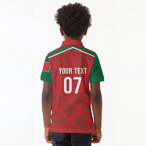 Morocco Football Atlas Lionesses Custom Kid Polo Shirt Arabesque Motif