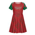 Morocco Football Atlas Lionesses Custom Kid Short Sleeve Dress Arabesque Motif