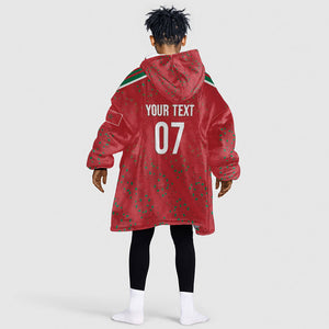 Morocco Football Atlas Lionesses Custom Kid Wearable Blanket Hoodie Arabesque Motif
