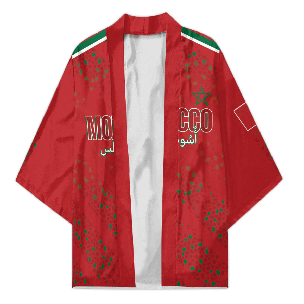 Morocco Football Atlas Lionesses Custom Kimono Arabesque Motif