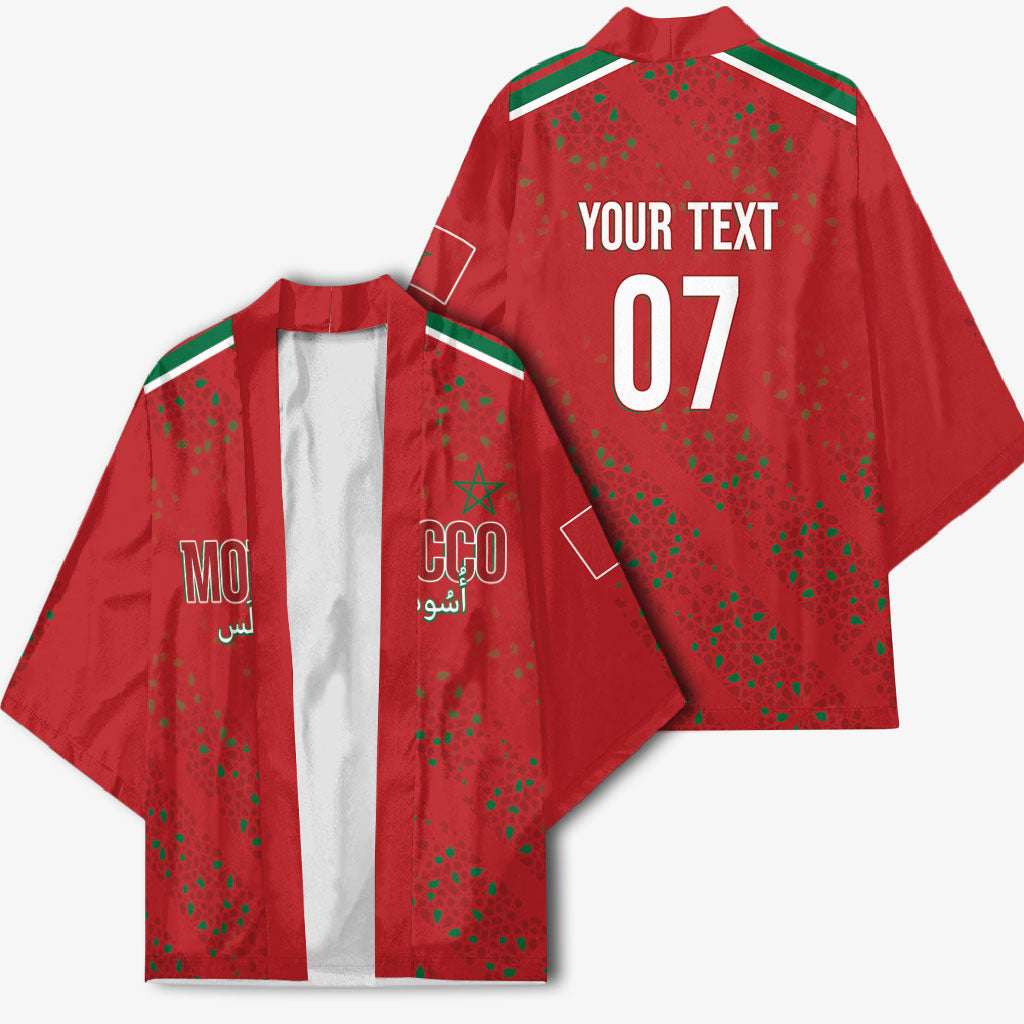 Morocco Football Atlas Lionesses Custom Kimono Arabesque Motif