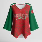 Morocco Football Atlas Lionesses Custom Kimono Sleeve Blouse Arabesque Motif