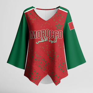 Morocco Football Atlas Lionesses Custom Kimono Sleeve Blouse Arabesque Motif
