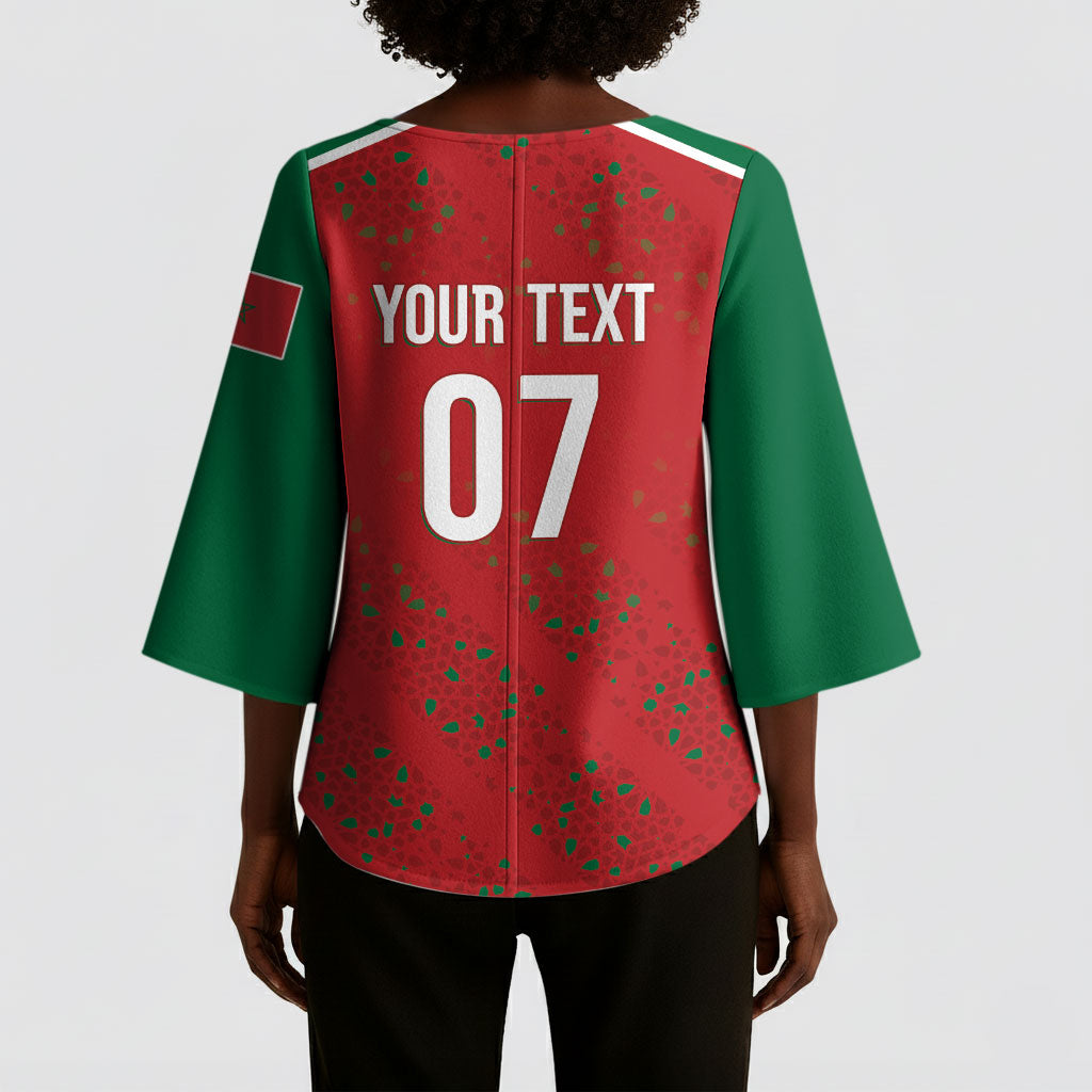 Morocco Football Atlas Lionesses Custom Kimono Sleeve Blouse Arabesque Motif