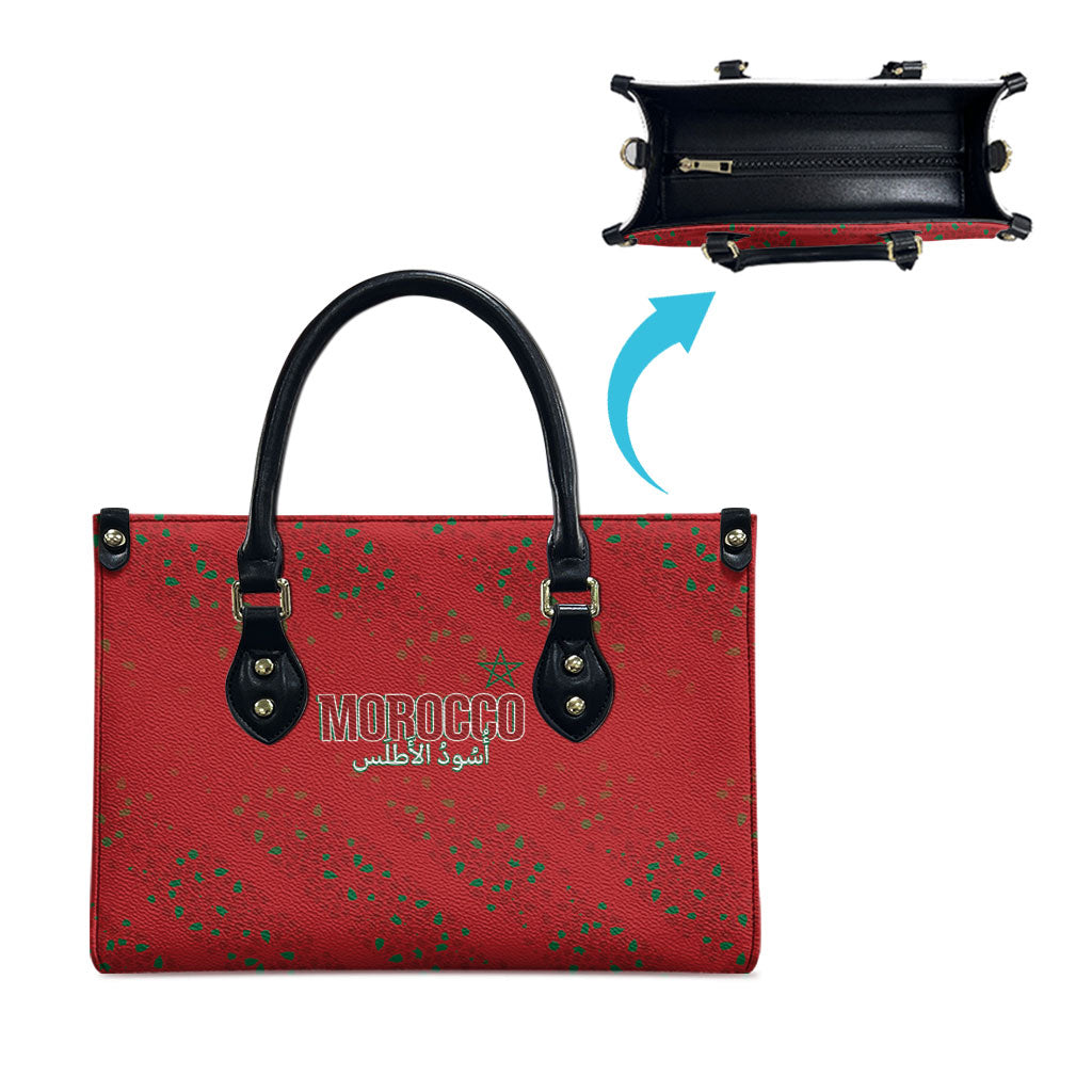 Morocco Football Atlas Lionesses Leather Bag Arabesque Motif
