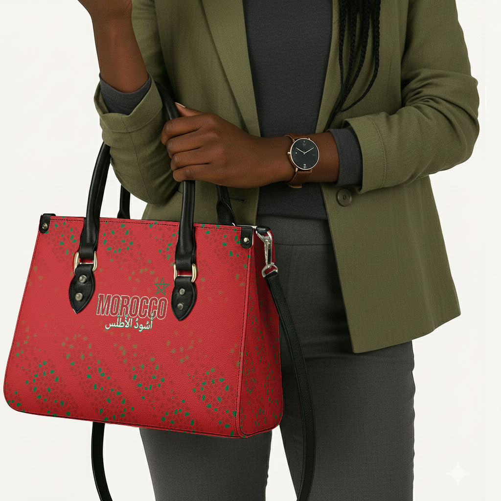 Morocco Football Atlas Lionesses Leather Bag Arabesque Motif