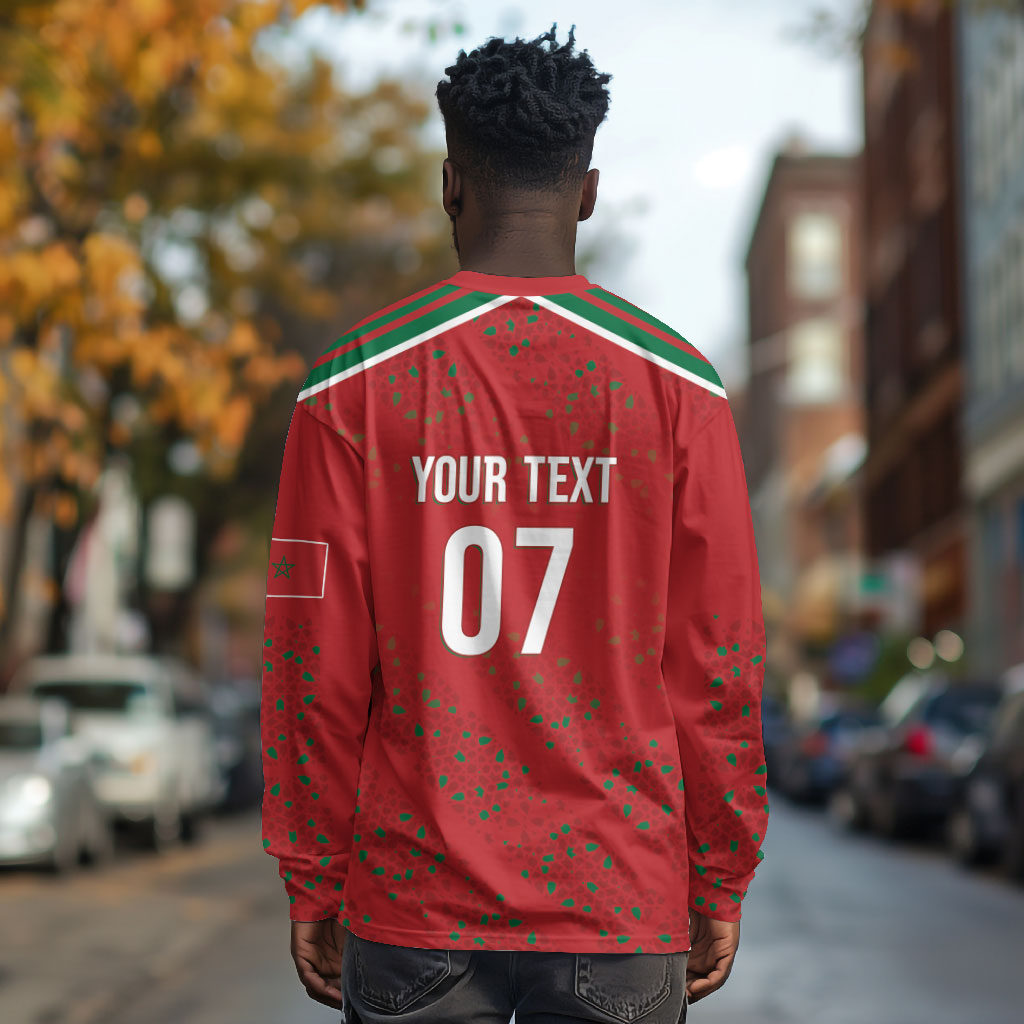 Morocco Football Atlas Lionesses Custom Long Sleeve Shirt Arabesque Motif