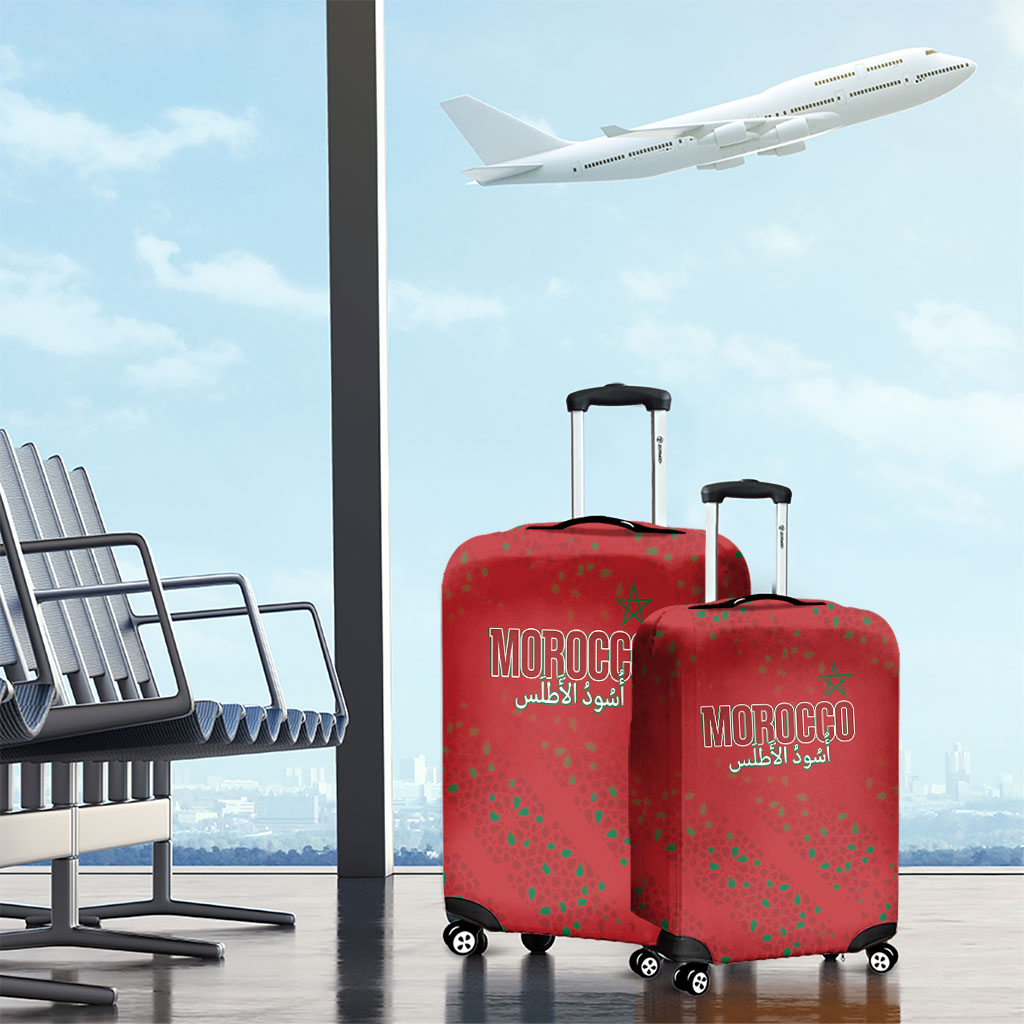 Morocco Football Atlas Lionesses Luggage Cover Arabesque Motif