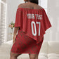 Morocco Football Atlas Lionesses Custom Off Shoulder Short Dress Arabesque Motif