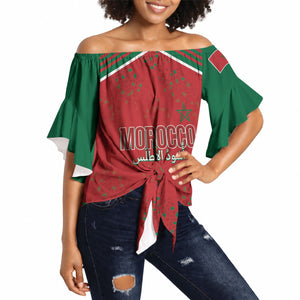 Morocco Football Atlas Lionesses Custom Off Shoulder Wrap Waist Top Arabesque Motif