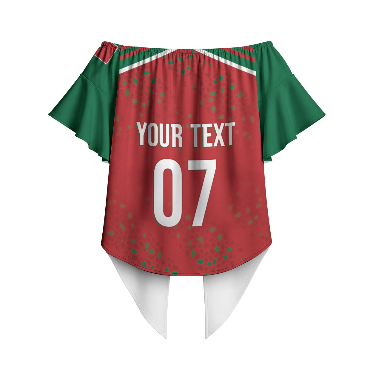 Morocco Football Atlas Lionesses Custom Off Shoulder Wrap Waist Top Arabesque Motif