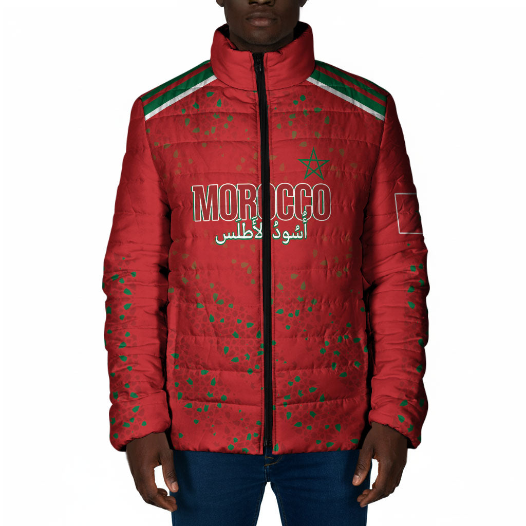 Morocco Football Atlas Lionesses Custom Padded Jacket Arabesque Motif