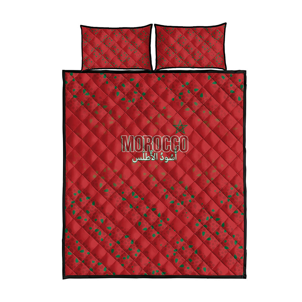 Morocco Football Atlas Lionesses Quilt Bed Set Arabesque Motif