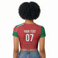 Morocco Football Atlas Lionesses Custom Raglan Cropped T shirt Arabesque Motif