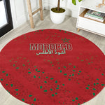 Morocco Football Atlas Lionesses Round Carpet Arabesque Motif