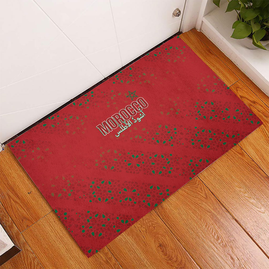 Morocco Football Atlas Lionesses Rubber Doormat Arabesque Motif